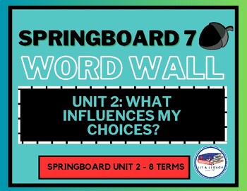 Preview of Springboard Unit 7.2 - Word Wall (What Influences My Choices)