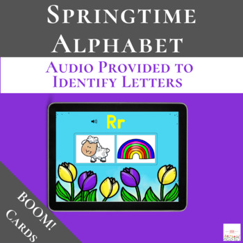 Preview of Springtime Alphabet with audio using Boom Cards™ | Digital 