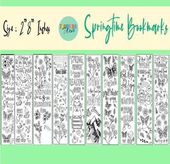 Preview of Springtime Bookmarks | Spring Bookmarks For book lovers & readers |spring quotes