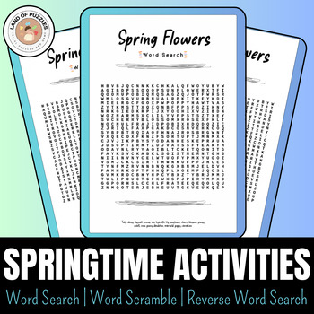 Preview of Springtime Brain Teaser Trio: Word Search, Word Scramble,and Reverse Word Search
