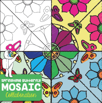 Preview of Springtime Butterfly Mosaic- Easy Springtime Art Activity
