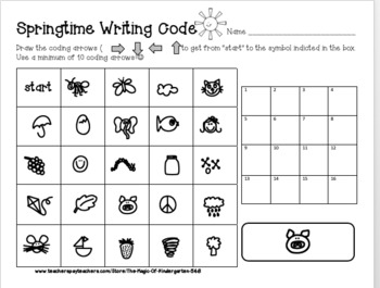 springtime coding worksheet set by the magic of kindergarten tpt