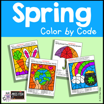 Preview of Springtime Color by Code (Math & Reading)