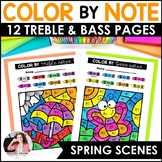 Music Coloring Pages for Spring - Color by Treble Clef and