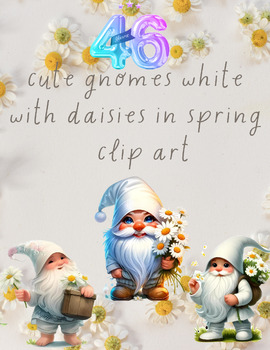Preview of Springtime Daisy Delights: White Gnome Clip Art Collection