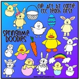 Springtime Doodles Clip Art Combo (BW and Colored PNG files)