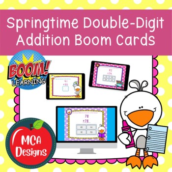 Preview of Springtime Double Digit Addition Boom Cards