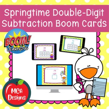 Preview of Springtime Double-Digit Subtraction Boom Cards