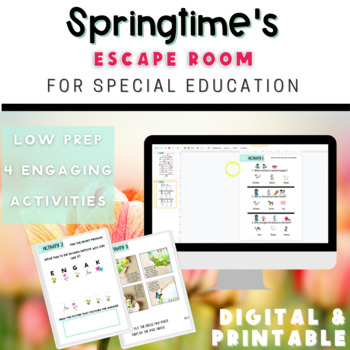 Preview of Special Education Spring Activities Adapted Digital Spring Escape Room