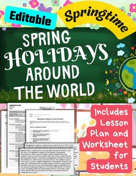 Preview of Springtime Holidays Around the World Research No Prep Activity Middle School ELA