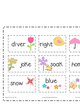 Springtime Long Vowel Word Sort by Primary Reading Party | TpT