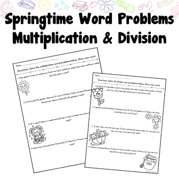 Preview of Springtime Multiplication & Division Word Problems Freebie