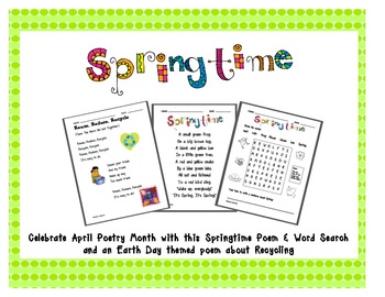 Preview of Springtime Poetry K-1 (Spring, Word Search and Recycling)