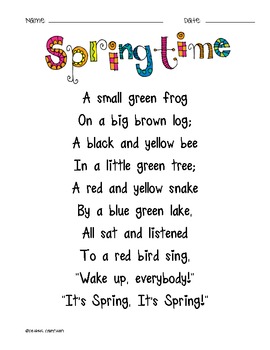 Springtime Poetry K-1 (Spring, Word Search and Recycling) by Cathy's ...