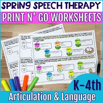 Preview of Spring Speech and Language Activities No Prep