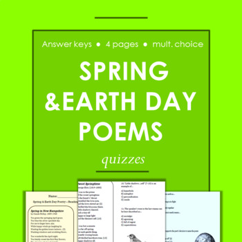 Preview of Spring & Earth Day Poems Multiple Choice Quizzes Lit Devices Printable