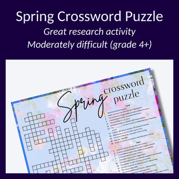 Preview of Spring time crossword puzzle. Great vocabulary activity or for fun! Grade 4+