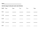 Sprint - image of points under reflections worksheet