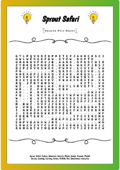 Preview of Sprout Safari : Reverse Word Search  - No prep Activity Worksheet