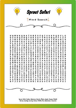 Preview of Sprout Safari : Word Search  - No prep Activity Worksheet