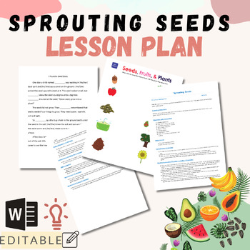 Preview of Sprouting Seeds Lesson Plan: Explore, Learn, and Plant (Preschool & Kindergarten