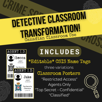 Preview of Spy Classroom Transformation: Editable Badges & Posters