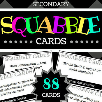 Preview of Squabble Cards, Secondary Beginner Debate Class Activity
