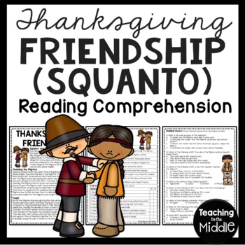 Preview of Squanto and the Pilgrims Reading Comprehension Worksheet Thanksgiving