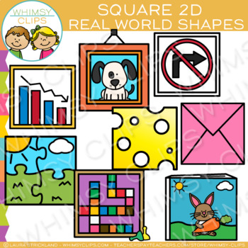 Preview of Square Real Life Objects 2D Shapes Clip Art