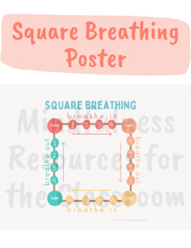 Preview of Square Breathing Poster, Mindfulness Poster, SEL Poster, Calm Down Corner