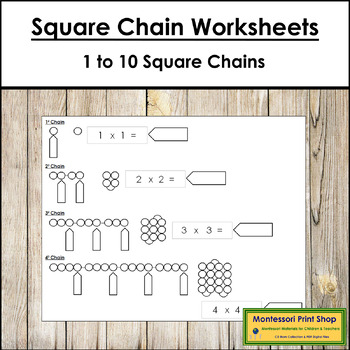 Preview of Square Chain Worksheets - Montessori Math