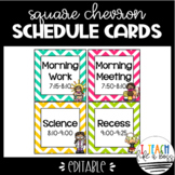Square Chevron School Schedule Cards {Editable}