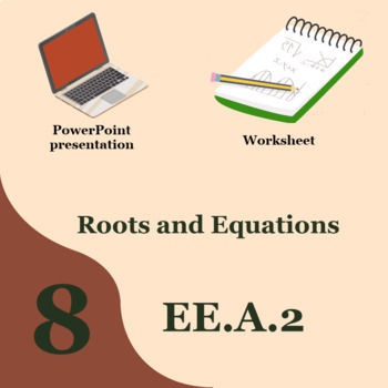 Preview of 8th Grade Math Quadratic and Cubic Equations PowerPoint and Worksheet 8.EE.A.2