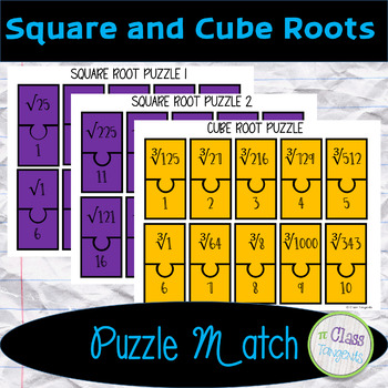 Preview of Square/Cube Root Puzzle Match Activity | Self-Checking | Digital or Printable