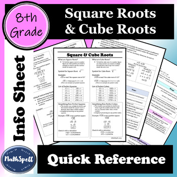 Preview of Square & Cube Roots | 8th Grade Math Quick Reference Sheet | Cheat Sheet