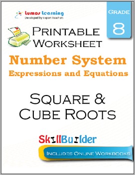 Preview of Square & Cube Roots Printable Worksheet, Grade 8