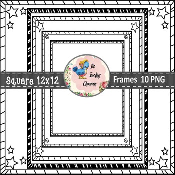 Preview of Square Task Card Frames (Digital Borders for Commercial Use)