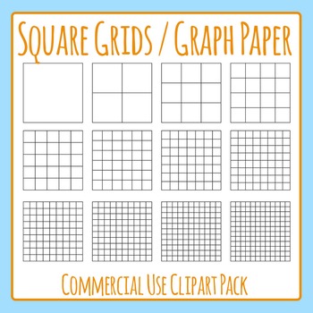 Preview of Square Grid / Graph Paper Simple Square Shape Math Template Graphing Clip Art