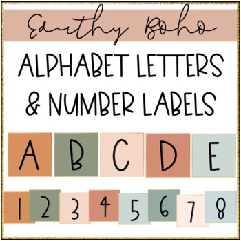 Preview of Square Letter & Number Labels | Earthy Boho