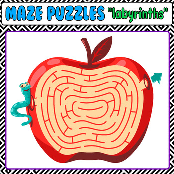 Preview of Simple Mazes "Labyrinth" : Maze Activity Book For Kids { Challenging Puzzles }