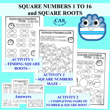 Preview of Square Numbers 1 to 16 & Square Roots Fun Activity