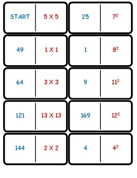 Preview of Square Numbers - Dominoes