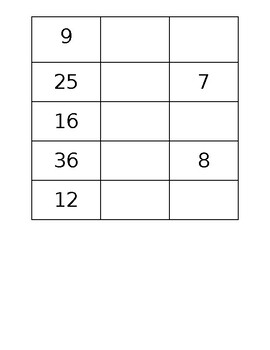Square Numbers and Square Roots Matching/Sort by Cassidy B | TPT