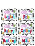 Square Polka Dot Owl Subject Labels