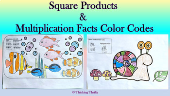 Preview of Square Products & Multiplication Facts Color Codes