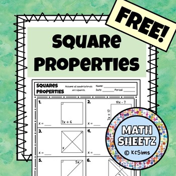 Preview of Square Properties Worksheet