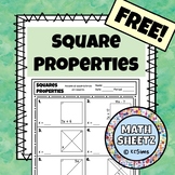 Square Properties Worksheet