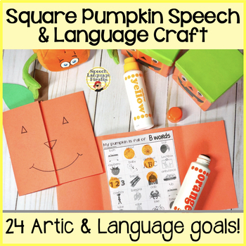 Preview of Square Pumpkin Articulation and Language Low Prep Craft Activity Speech Therapy
