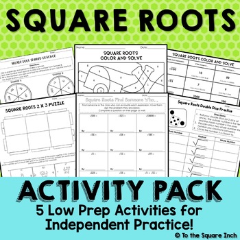 Preview of Square Root Activities - Low Prep Games, Puzzles, Spinners and More