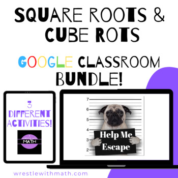 Preview of Square Roots & Cube Roots – Bad Dog Breakout Bundle for Google Classroom!